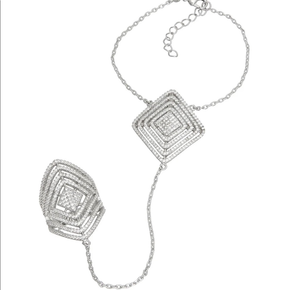 New Rhinestone Art Deco Bracelet Ring wristlet